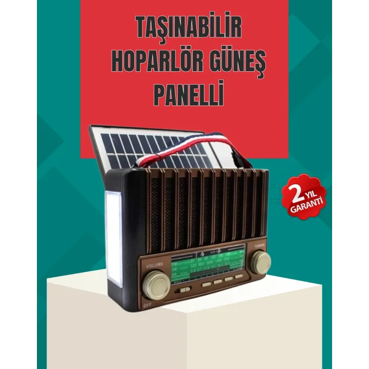 Mey İthalat® Nostaljik Tasarımlı Solar Şarjlı Radyo AM FM SW ve Bluetooth