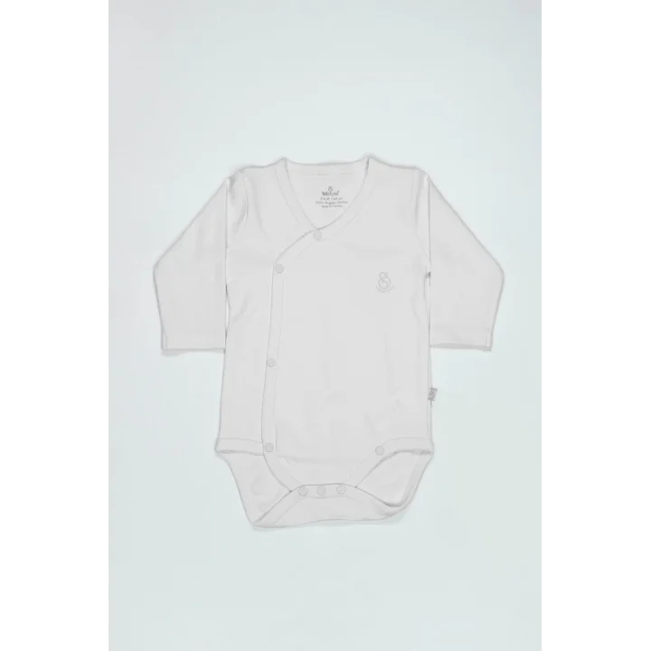Mey İthalat®   Organik Natural Basic Style Kruvaze Uzun Kol Body BS17102 Beyaz