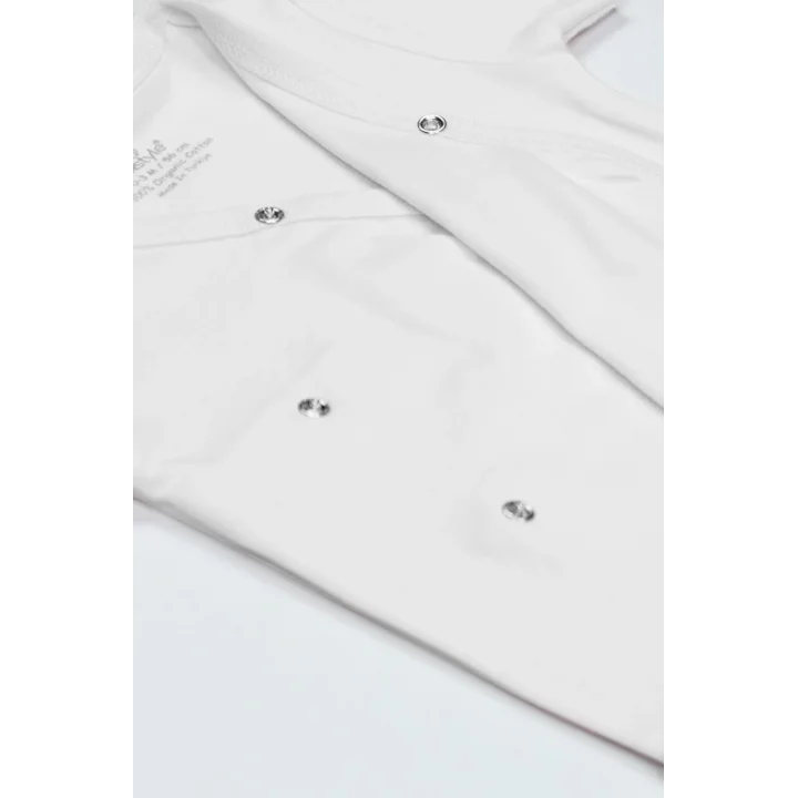 Mey İthalat®   Organik Natural Basic Style Kruvaze Uzun Kol Body BS17102 Beyaz