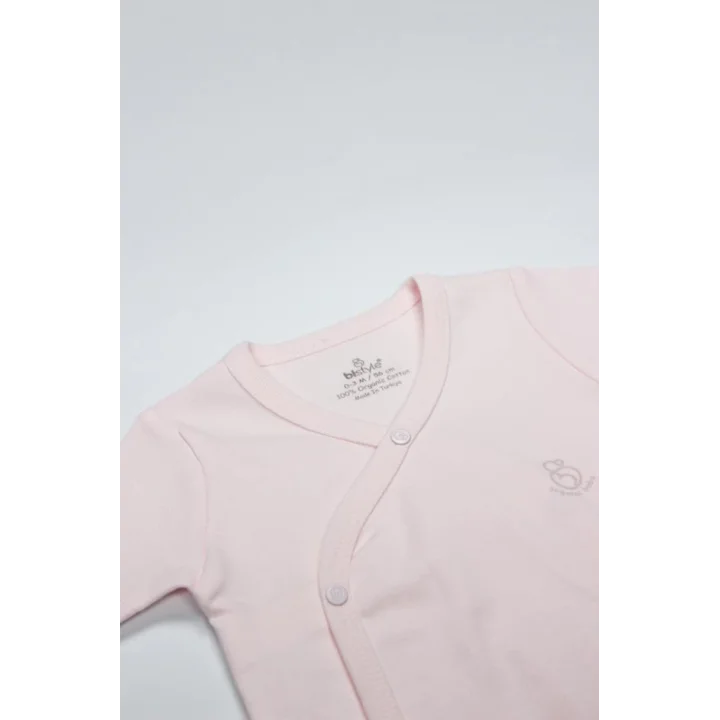 Mey İthalat®   Organik Natural Basic Style Kruvaze Uzun Kol Body BS17102 Pembe