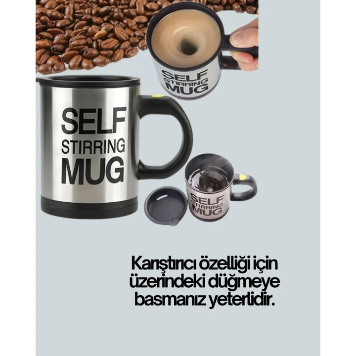 Mey İthalat® Otomatik Karıştırmalı Termos Kupa | Ergonomik Tasarım
