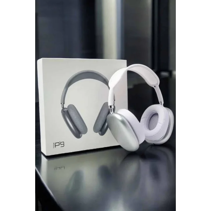Mey İthalat® P9 Air Max Kablosuz 5.0 Mikrofonlu Bluetooth Kulaklık Beyaz Yüksek Ses Kaliteli