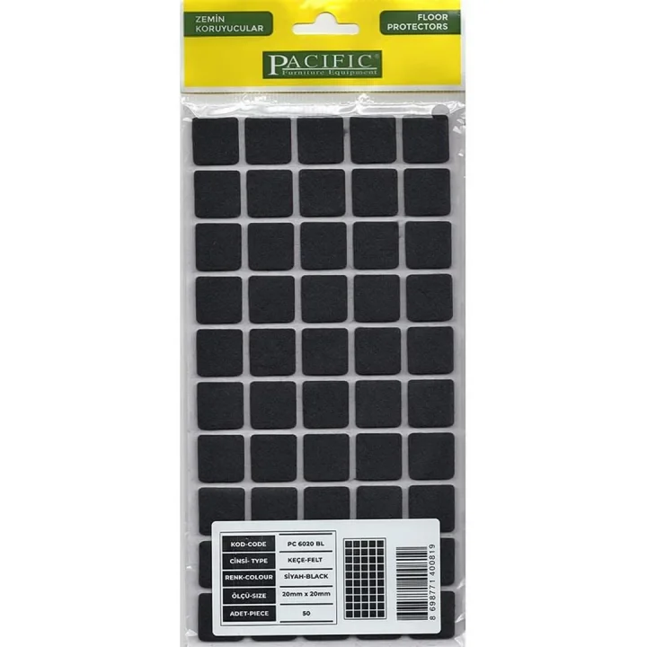 Mey İthalat® Pacific 6020 BL Yapışkanlı Keçe  20 mm X 20 mm Siyah