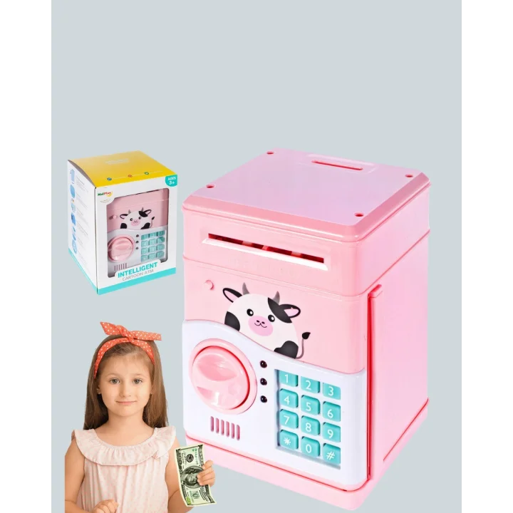 Mey İthalat® Pembe ATM Kasa Görünümlü Elektronik Şifreli Çocuk Kumbarası