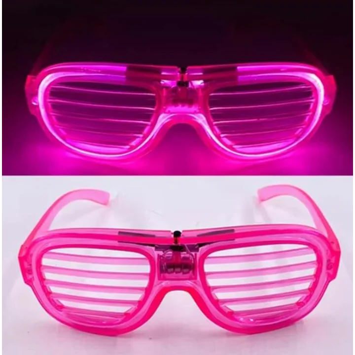 Mey İthalat® Pembe Led Işıklı Parti Gözlüğü - Neon Glow Şerit Gözlük 3 Modlu