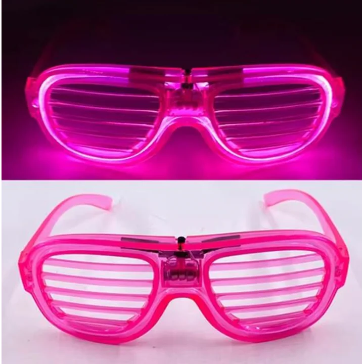 Mey İthalat® Pembe Led Işıklı Parti Gözlüğü - Neon Glow Şerit Gözlük 3 Modlu