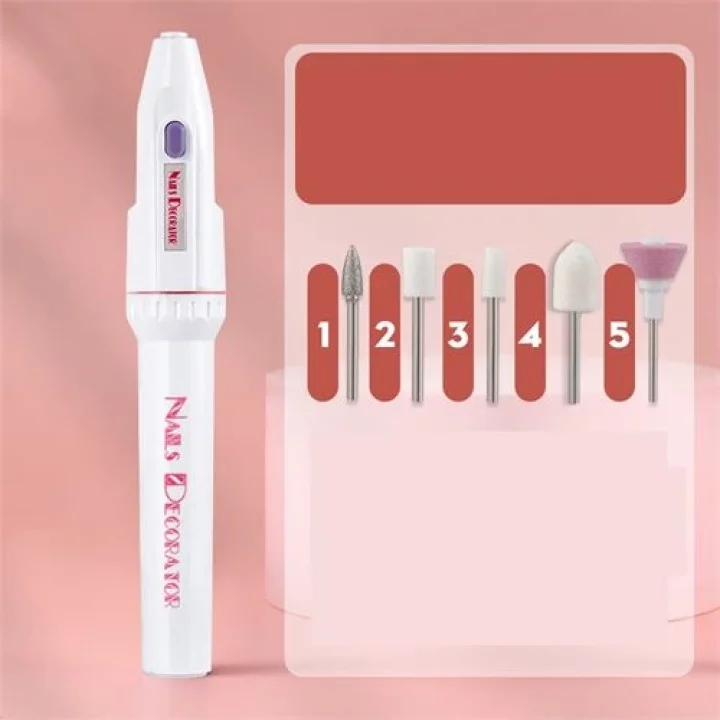 Mey İthalat® Profesyonel 5 Başlıklı Pilli Manikür Pedikür Seti - Güçlü Motorlu Tırnak Törpü ve Parlatıcı Bakım Kiti