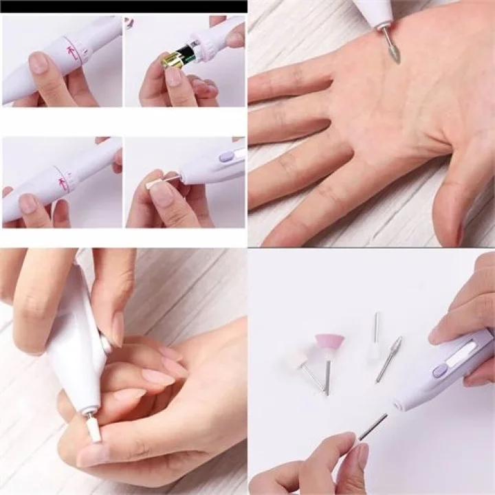 Mey İthalat® Profesyonel 5 Başlıklı Pilli Manikür Pedikür Seti - Güçlü Motorlu Tırnak Törpü ve Parlatıcı Bakım Kiti