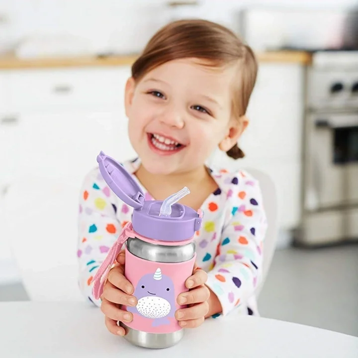 Mey İthalat®   Zoo Pipetli Paslanmaz Çelik Suluk 350 ml Narwhal