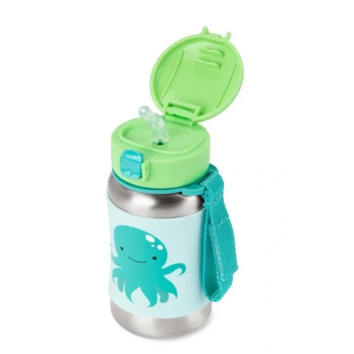Mey İthalat®   Zoo Pipetli Paslanmaz Çelik Suluk 350 ml Ahtopot