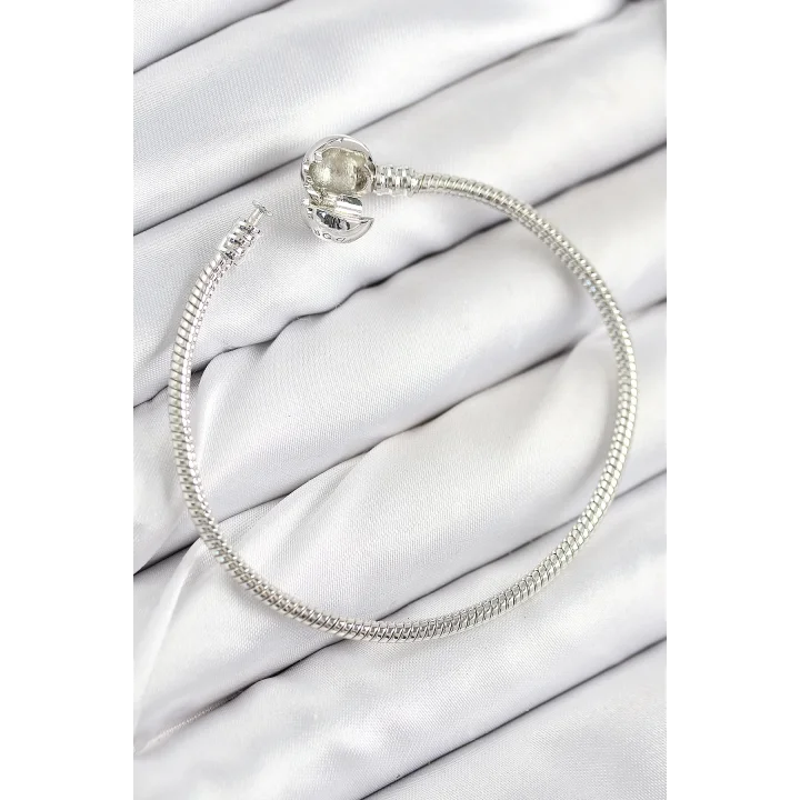 Mey İthalat® Pirinç Charm Topcuk Model Gümüş Renk Kadın Bileklik