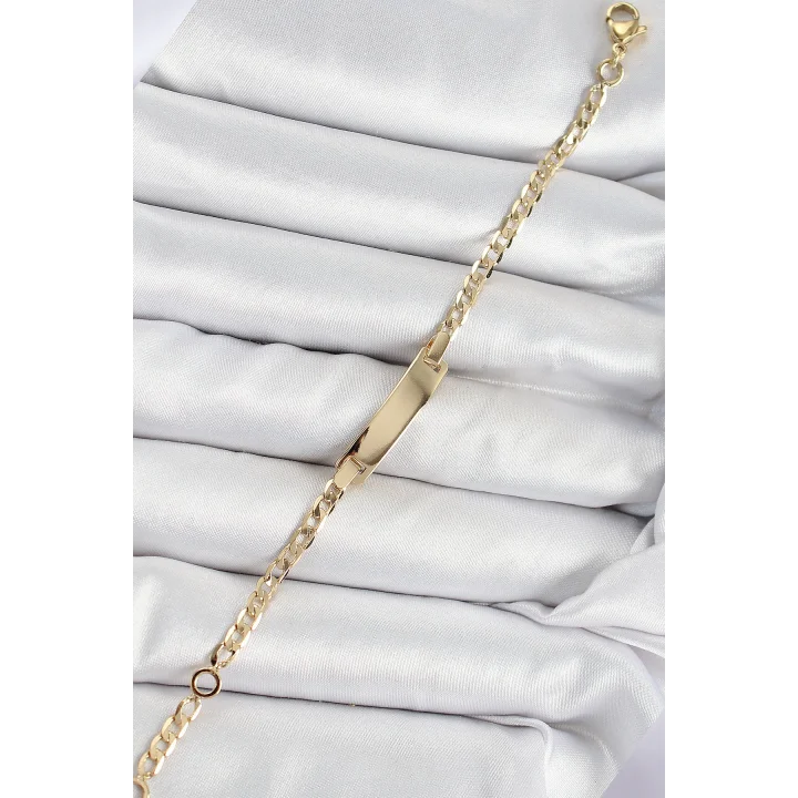 Mey İthalat® Pirinç Dikdörtgen Model Gold Renk Xuping Bebek Künyesi