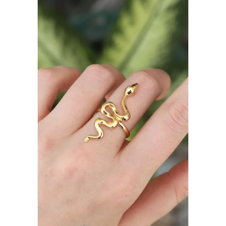 Mey İthalat® Pirinç Gold Renk Ayarlanabilir Yılan Yüzük
