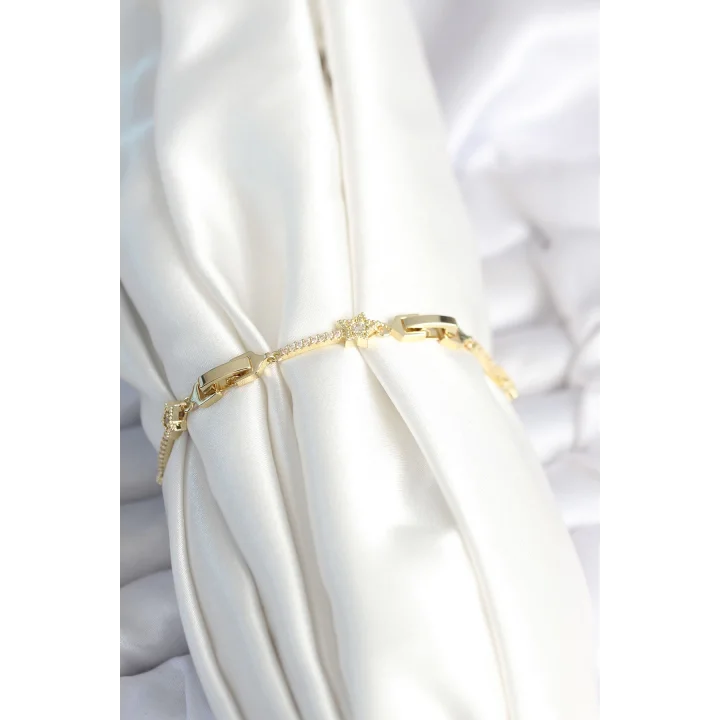 Mey İthalat® Pirinç Gold Renk Halley Yıldız Model Kadın Bileklik