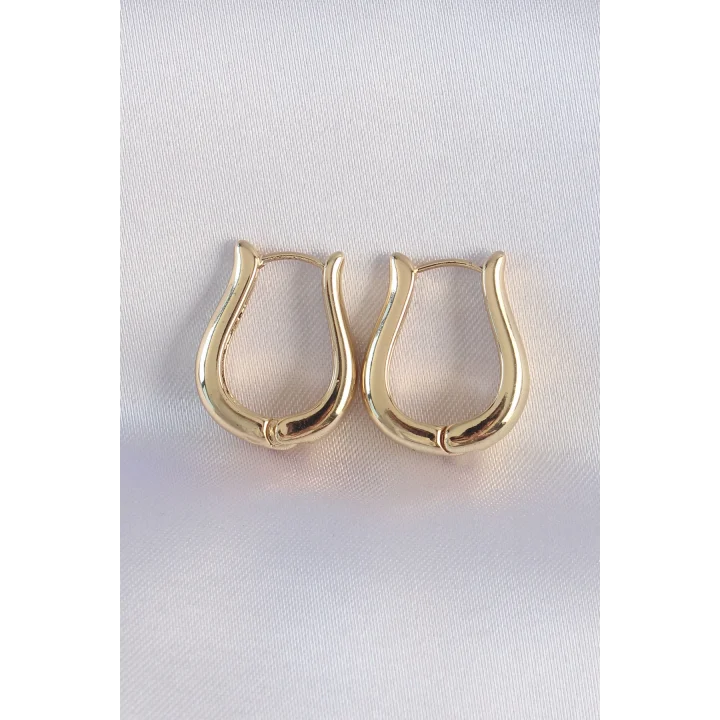 Mey İthalat® Pirinç Gold Renk İçi Boş Gül Küpe