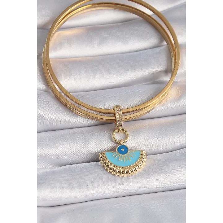 Mey İthalat® Pirinç Gold Renk Nazar Boncuklu Ajda Charm