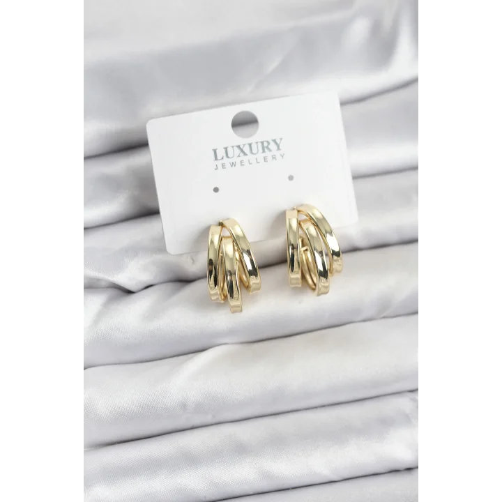 Mey İthalat® Pirinç Gold Renk Vintage Halka Model Kadın Küpe