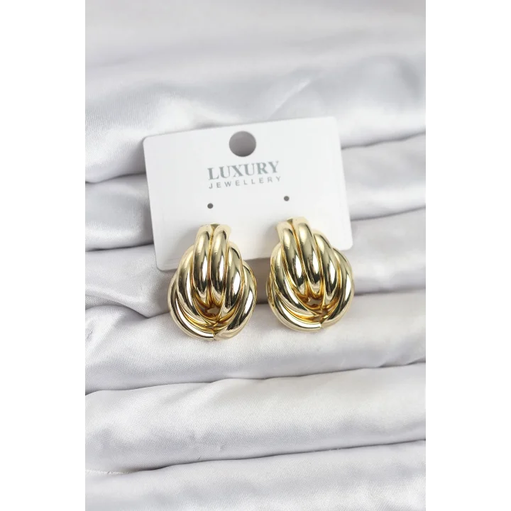 Mey İthalat® Pirinç Gold Renk Vintage Kadın Küpe