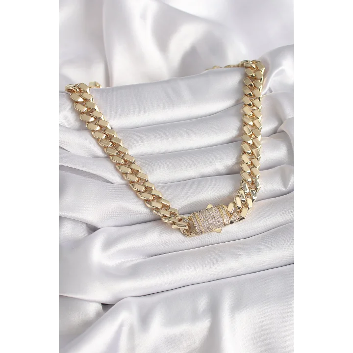 Mey İthalat® Pirinç Gold Renk VIP Exclusive Seri Gurmet Model Kadın Kolye