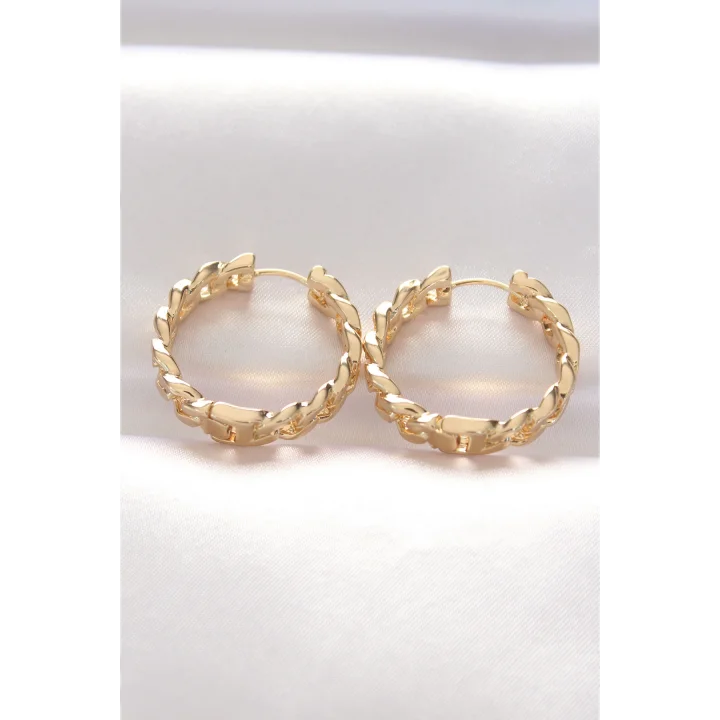 Mey İthalat® Pirinç Gold Renk Zincir Model Halka Küpe