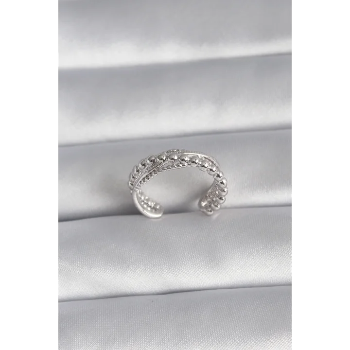 Mey İthalat® Pirinç Gümüş Renk Kadın Yüzük