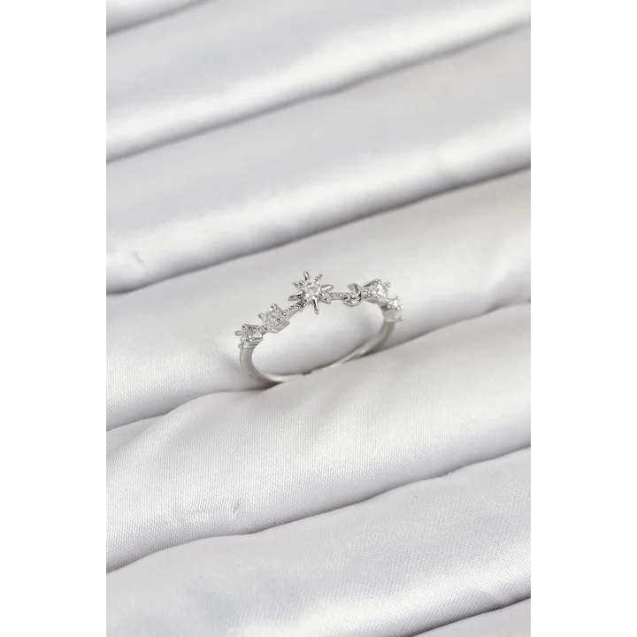 Mey İthalat® Pirinç Gümüş Renk Manifest Kadın Yüzük