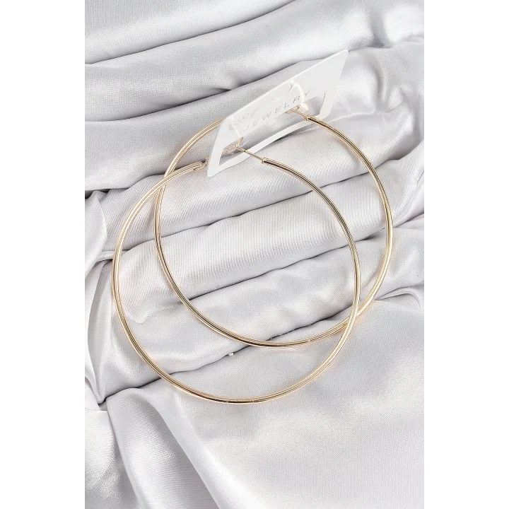 Mey İthalat® Pirinç Halka Model Gold Renk Kadın Küpe