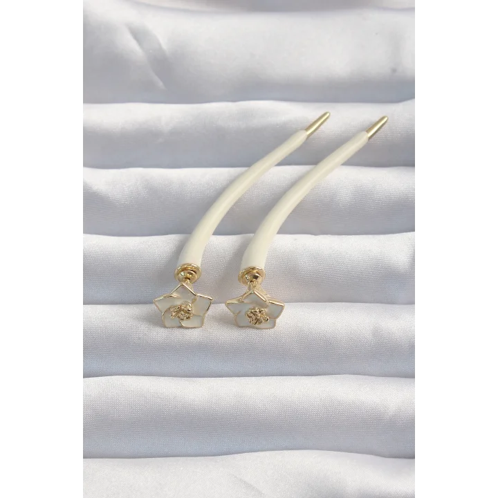 Mey İthalat® Pirinç Krem Renk Botega Küpe