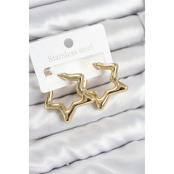 Mey İthalat® Pirinç Yıldız Model Gold Renk Kadın Küpe