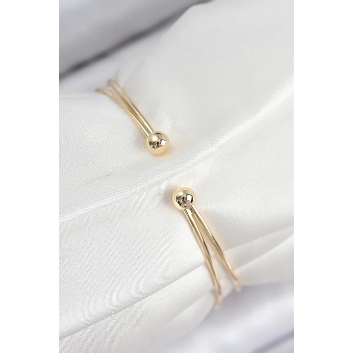 Mey İthalat® Pirinç Zirkon Taşlı Yonca Model Gold Renk Kadın Bileklik