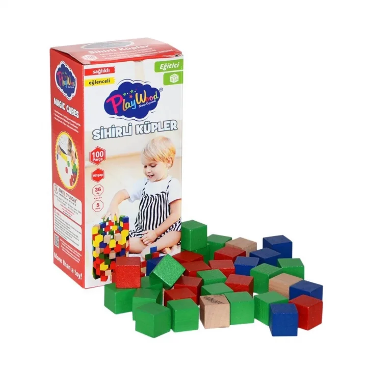 Mey İthalat® Ahşap 100 Parça Sihirli Küpler