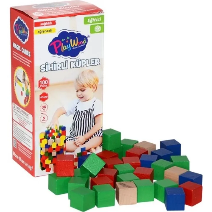 Mey İthalat®   Ahşap Sihirli Küpler 100 Parça 359