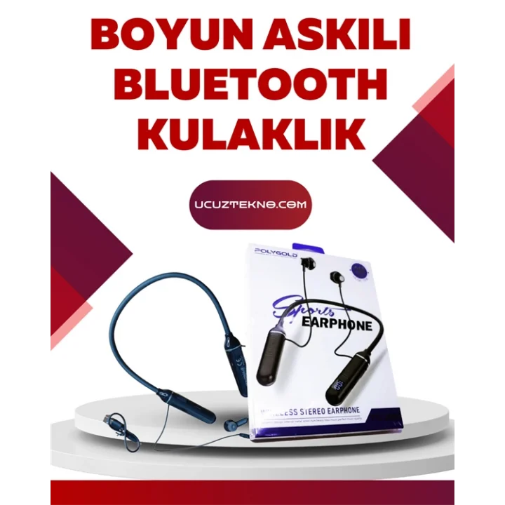 Mey İthalat® Polygold PG-100 Bluetooth Kulaklık – Ergonomik Boyun Bantlı Tasarım, Net Ses ve Konfor