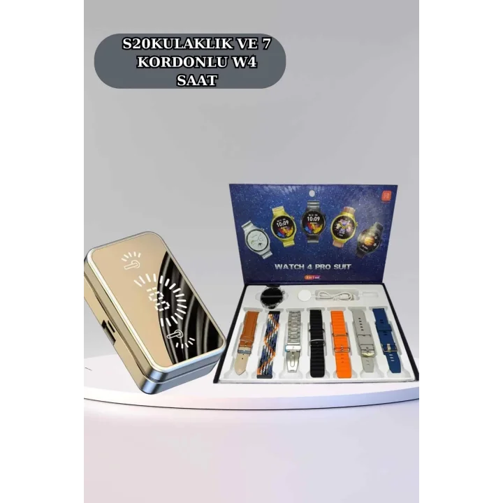 Mey İthalat® Powerbank Aynalı Bluetooth Kulaklık Ve Akıllı Saat Seti ANC Özelliği Dokunamatik