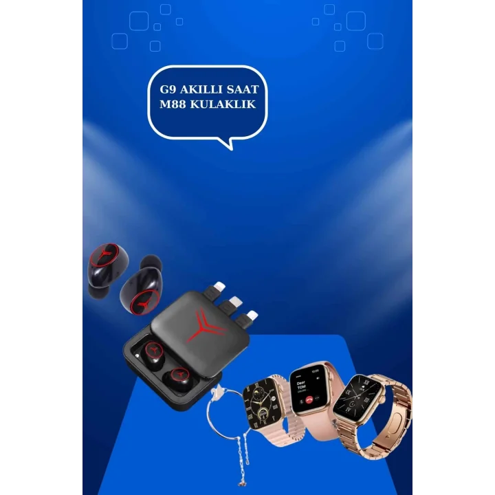 Mey İthalat® Powerbank Özellikli Bluetooth Kulaklık ve Nabız Ölçer Akıllı Saat Bileklik Hediyeli