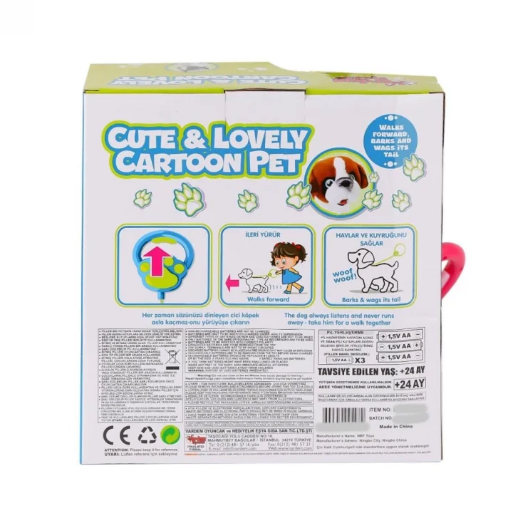 Mey İthalat® PR66022-25 Yürüyen Tasmalı Peluş Köpek