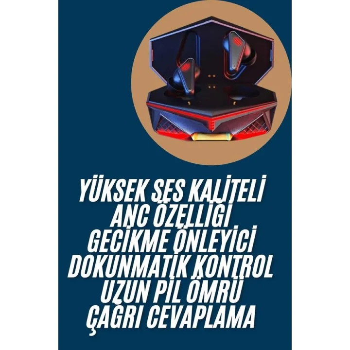 Mey İthalat® Profesyonel TWS Işıklı Kablosuz Bluetooth Kulaklık Oyuncu Kulaklığı