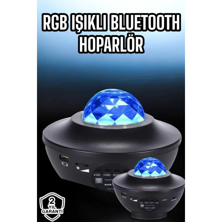 Mey İthalat® Projektör Yıldız Gece Lambası Disko Topu Bluetooth Bağlantılı Taşınabilir Şarjlı