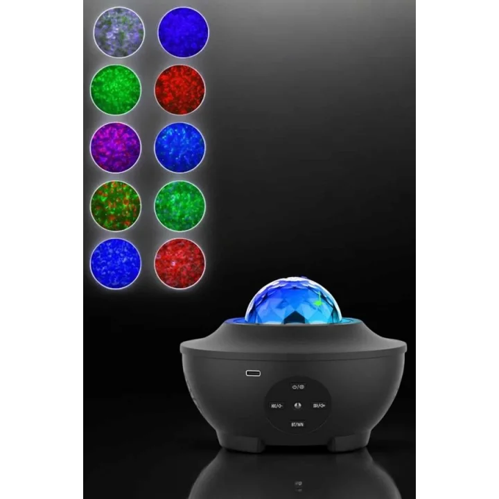 Mey İthalat® Projektör Yıldız Gece Lambası Disko Topu Bluetooth Bağlantılı Taşınabilir Şarjlı