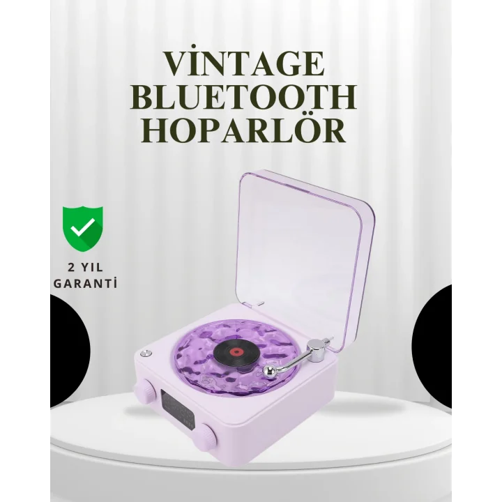 Mey İthalat® Projektörlü Gece Lambalı Retro Hoparlör – Taşınabilir Bluetooth Speaker