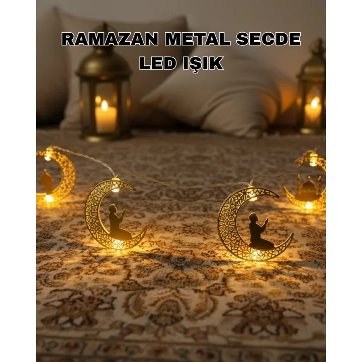 Mey İthalat® Ramazan Ay Işığı Secde Eden Adam Silüetli LED Peri Işığı