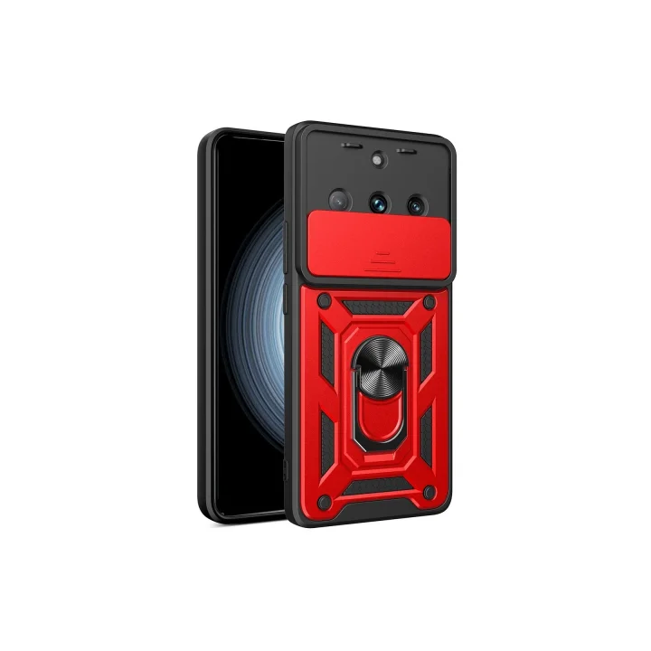 Mey İthalat®  Realme 11 Pro Kılıf Pars Lens Yüzüklü Silikon - Kırmızı
