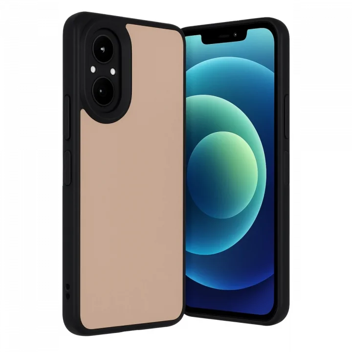 Mey İthalat®  Realme 12 Lite Kılıf Aras Deri Kapak - Pudra
