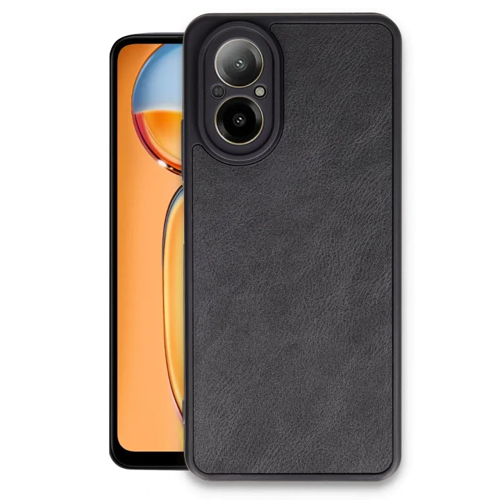 Mey İthalat®  Realme 12 Lite Kılıf Aras Deri Kapak - Siyah