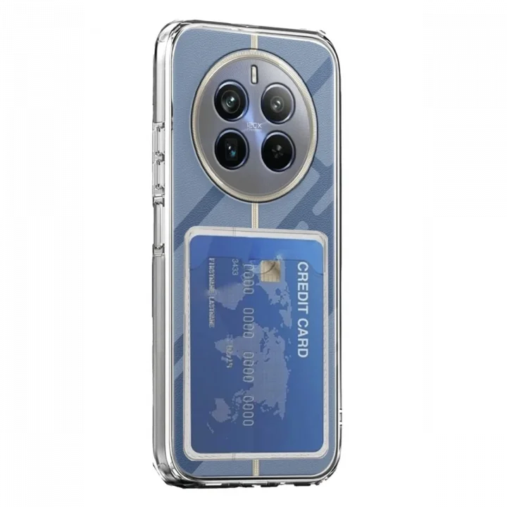 Mey İthalat®  Realme 12 Pro Kılıf Kart Şeffaf Silikon - Şeffaf
