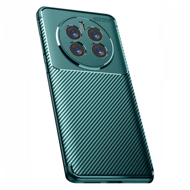 Mey İthalat®  Realme 12 Pro Plus Kılıf Auto Focus Karbon Kapak - Koyu Yeşil