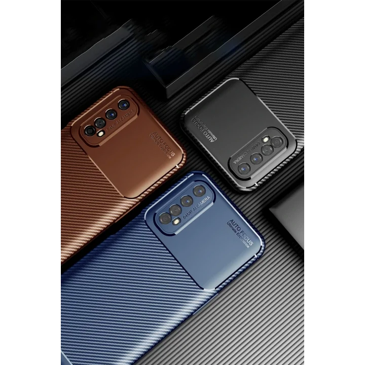 Mey İthalat®  Realme 7 Kılıf Auto Focus Karbon Kapak - Siyah