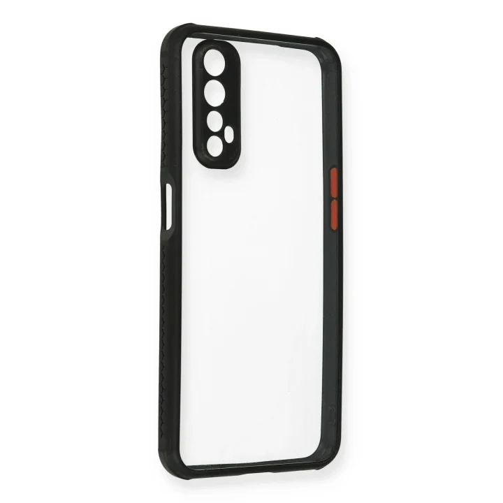 Mey İthalat®  Realme 7 Kılıf Miami Şeffaf Silikon - Siyah