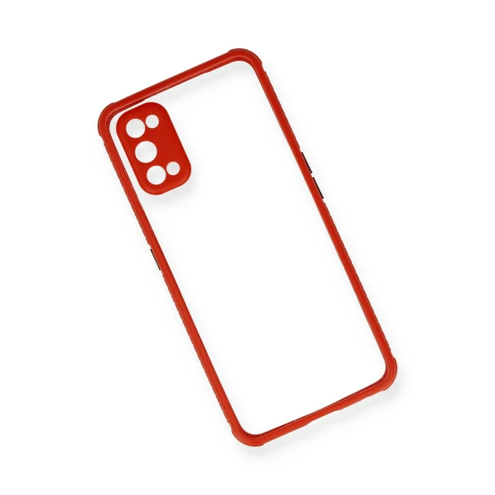 Mey İthalat®  Realme 7 Pro Kılıf Miami Şeffaf Silikon - Kırmızı