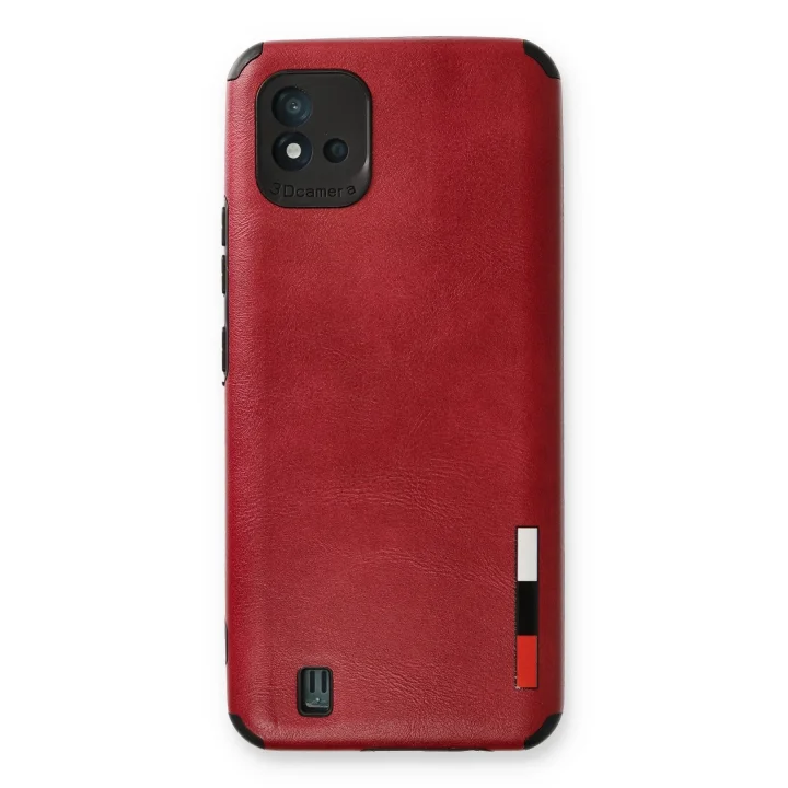 Mey İthalat®  Realme C11 2021 Kılıf Loop Deri Silikon - Kırmızı